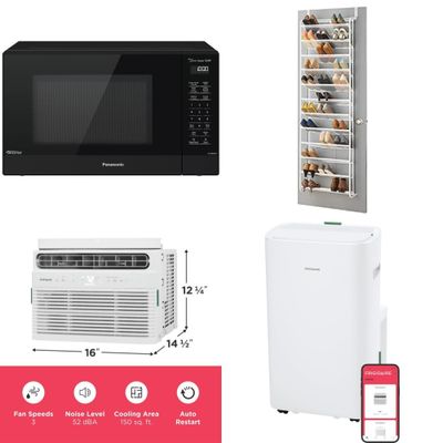 1 Pallet - 21 Pcs - Air Conditioners, Microwaves, Storage & Organization - Untested Customer Returns - Frigidaire, Panasonic, Whitmor, Haunted Hill / Aroma