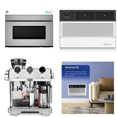 Truckload 25 Pallets - 214 Pcs - Air Conditioners, Microwaves, Bar Refrigerators & Water Coolers, LED & LCD - Damaged / Missing Parts / Tested NOT WORKING - LG, WHIRLPOOL, Keystone, TCL