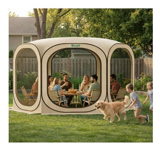 Werph 12x12 Pop-Up Screen Tent, T...Werph 12x12 Pop-Up Screen Tent, Trygoal 10x30 Canopy Party Tent, HarmonyHealth 10ft Solar Patio Umbrella - MSRP $1,518