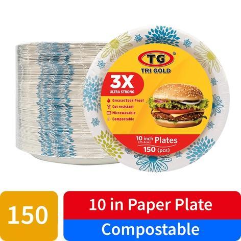 NEW - TG Trigold Everyday Disposable Flower Design 10" Paper Plates…